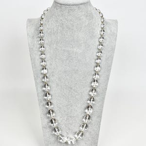 Vintage Joan Rivers Signed Clear Acrylic Lucite Graduated Bead Necklace - 31&quot; Long Statement Necklace - Elegant Jewelry - Vintage Necklace