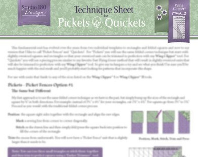 Pickets & Quickets Technique Sheet Etsy