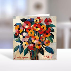 Cartão de felicitações para o Dia das Mães para impressão com envelope, cartão de design floral exclusivo para download instantâneo