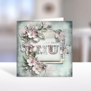 Cartão de felicitações para o Dia das Mães para impressão com envelope, cartão de design floral exclusivo para download instantâneo