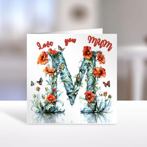 Cartão de felicitações para o Dia das Mães para impressão com um envelope, cartão de design floral exclusivo para download instantâneo
