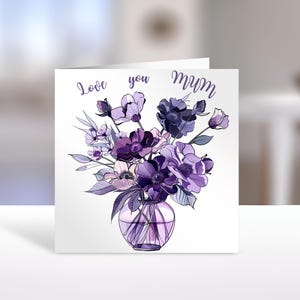 Cartão de felicitações para o Dia das Mães para impressão com um envelope, cartão de design floral exclusivo para download instantâneo