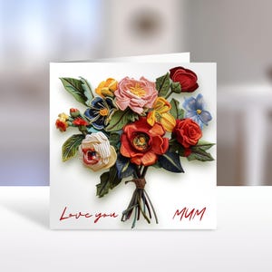 Cartão de felicitações para o Dia das Mães para impressão com envelope, cartão de design floral exclusivo para download instantâneo