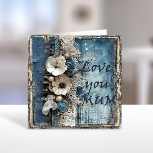 Cartão de felicitações para o Dia das Mães para impressão com envelope, cartão de design floral exclusivo para download instantâneo