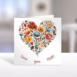 Cartão de felicitações para o Dia das Mães para impressão com envelope, cartão de design floral exclusivo para download instantâneo