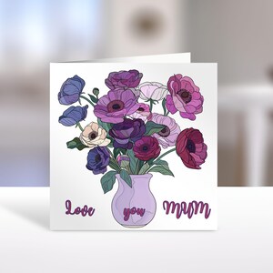 Cartão de felicitações para o Dia das Mães para impressão com um envelope, cartão de design floral exclusivo para download instantâneo