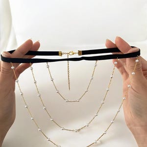 Elegant Pearl Body Chain for Legs – Gold Stainless Steel Layered Anklet, Adjustable Fit, Statement Summer Jewelry, Handmade Gift