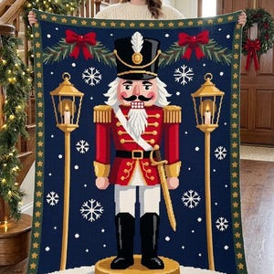 Nutcracker Crochet Blanket Pattern, Toy Soldier and Gold Star Tapestry, Christmas Throw PDF