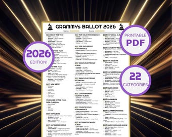 Grammys Ballot 2026, 68th Grammys Watch Party Game, Curated for Music Awards Show Predictions