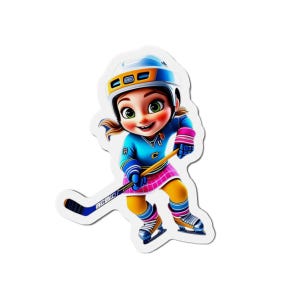 Girls Ice Hockey Magnet - Die-Cut, Hockey Player Gift, Fridge Decor, Sports Team Locker, Female Athlete Decoration