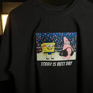 Funny Sea Buddies Embroidered T-Shirt – Unisex Oversized Tee – Cartoon Style Streetwear – Gift for Fan