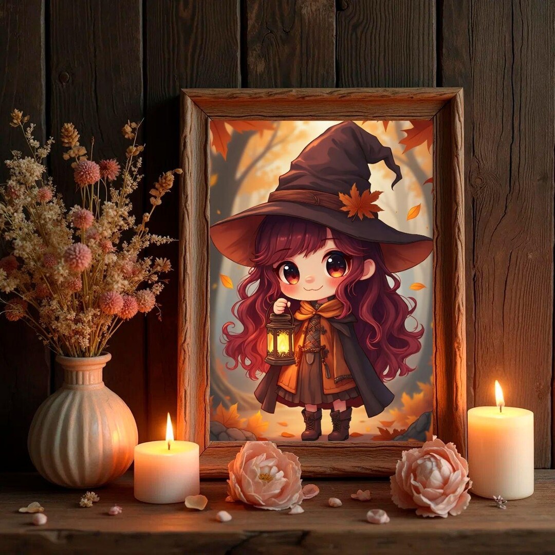 Autumn Little Witch — Cozy Chibi Fall Art | Digital Download - Etsy