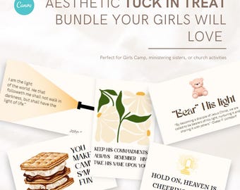 Mädchen Camp Leckerstich Tags • Ästhetische Einstecktaschen, bearbeitbar (Digitaler Download)