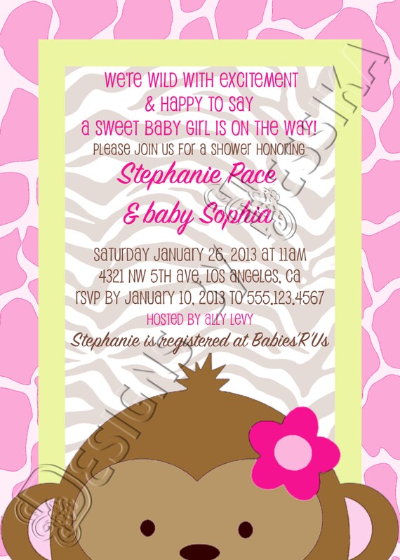 Items similar to Jungle Jill Themed Baby Shower Invitation (Printable