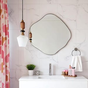 Handmade Organic Wavy Wall Mirror | Asymmetrical Modern Aesthetic Decor | Unique Art Piece for Bathroom, Living Room & Entryway