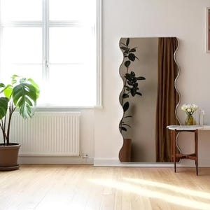 Asymmetrical Wavy Full Length Mirror - Modern Decorative Body Mirror for Bedroom, Bathroom, Entryway - Large Stylish Wall Mirror-Gift Mirror