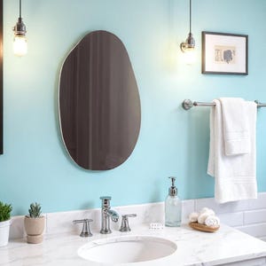 Oval Aesthetic Bathroom Mirror, Modern Sink Mirror, Asymmetric Wall Decoration Mirror, Shapeless Wall Mirror, Gift Wall Mirror for Mother