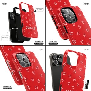 Doodle Hearts Phone Case for iPhone 16 15 14 13 Pro Max, Samsung Galaxy S24 S23, Google Pixel – Custom Name | Personalized Gift | PCM-LH05 imagen 7