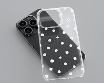 Daisy Flowers Clear Phone Case for iPhone 16 15 14 13 12 Pro Max, Samsung Galaxy S24 S23 Cover– Cute Wildflowers Transparent Case | CFC-WF02