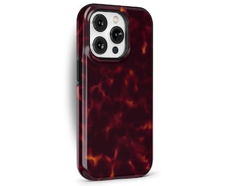 Dark Maroon Tortoise Shell Phone Case for iPhone 16 15 11 Pro Max, Samsung Galaxy S25 S23 S20, Google Pixel 9 3 2 - Animal Prints | PCM-AB06