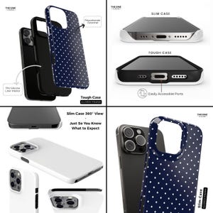 Navy Blue Polka Dot Phone Case for iPhone 17 16 15 14 13 12 11 Pro Max