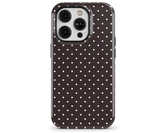 Dark Chocolate Brown Polka Dots Phone Case for iPhone 16e 15 14 13 12 Pro Max, Samsung Galaxy S24 S23, Google Pixel – Custom Case | PCM-PD19