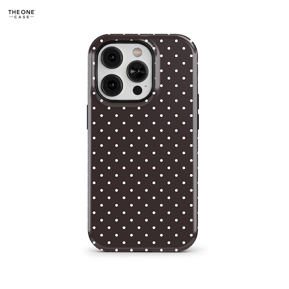 Dark Chocolate Brown Polka Dots Phone Case for iPhone 16e 15 14 13 12 Pro Max, Samsung Galaxy S24 S23, Google Pixel – Custom Case | PCM-PD19