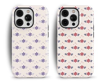 Cute Red Purple Wildflowers Phone Case for iPhone 16 15 14 13 12 11 Pro Max, Samsung Galaxy S24 S23, Google Pixel – Floral Case | FFP-WF22