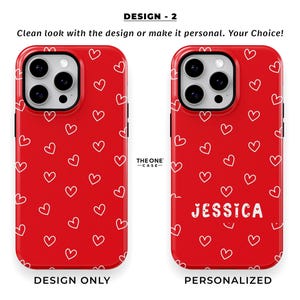 Doodle Hearts Phone Case for iPhone 16 15 14 13 Pro Max, Samsung Galaxy S24 S23, Google Pixel – Custom Name | Personalized Gift | PCM-LH05 imagen 4