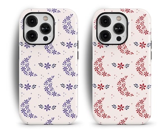 Celestial Floral Moon Phone Case for iPhone 16 15 14 13 12 11 Pro Max, Samsung Galaxy S25 S23, Google Pixel – Moon and Stars Case | FFP-WF24