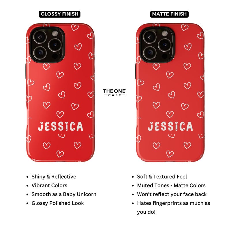 Doodle Hearts Phone Case for iPhone 16 15 14 13 Pro Max, Samsung Galaxy S24 S23, Google Pixel – Custom Name | Personalized Gift | PCM-LH05 imagen 8