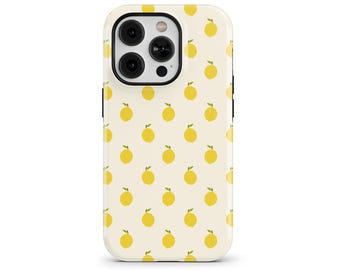 Cute Lemon Pattern Summer Aesthetic Phone Case for iPhone 17 16e 15 14 13 12 Pro Max, Samsung Galaxy S25 S24, Google Pixel 10 9 | FUN-FV09