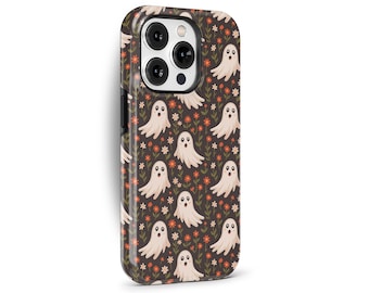 Cute Ghost Floral Halloween Phone Case for iPhone 17 16e 15 14 13 Pro Max, Samsung Galaxy S25 S23, Google Pixel 10 – Spooky Case | SOC-HW02
