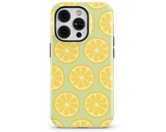 Green and Yellow Lemon Slice Pattern Phone Case for iPhone 17 16e 15 14 13 12 Pro Max, Samsung Galaxy S25 S24, Google Pixel 10 9 | FUN-FV12