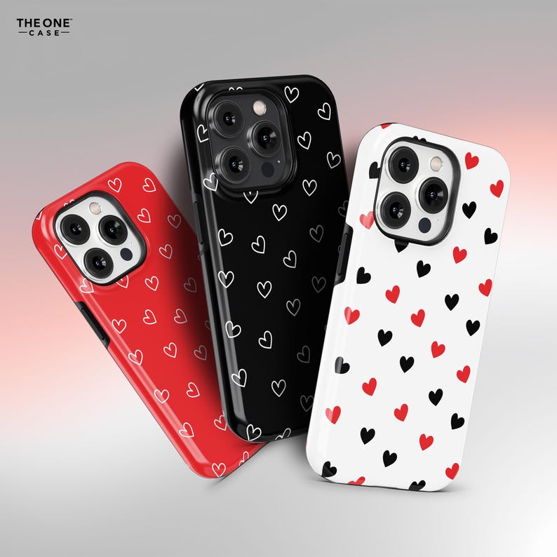 Doodle Hearts Phone Case for iPhone 16 15 14 13 Pro Max, Samsung Galaxy S24 S23, Google Pixel – Custom Name | Personalized Gift | PCM-LH05 imagen 2