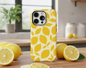 Lemon Pattern Fresh Fruit Summer Phone Case for iPhone 17 16e 15 14 13 Pro Max, Samsung Galaxy S26 S24 S23, Google Pixel 10 9 8 7 | FUN-FV01