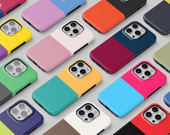 Color Block Y2K Phone Case for iPhone 17 16e 15 14 13 12 Pro, Samsung Galaxy S25 S21 Plus, Google Pixel 10 9 8 – Dual Colors Case | SCG-DC41