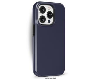 Charcoal Blue Phone Case for iPhone 16 15 14 13 12 11 Pro Max, Samsung Galaxy S24 S23, Google Pixel – Solid Color Minimalist Case | SCG-SC22