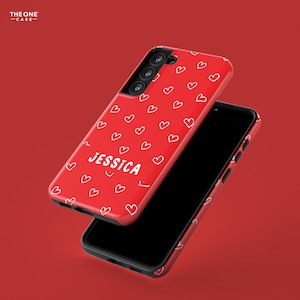 Doodle Hearts Phone Case for iPhone 16 15 14 13 Pro Max, Samsung Galaxy S24 S23, Google Pixel – Custom Name | Personalized Gift | PCM-LH05 imagen 6