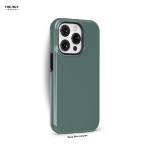 Deep Moss Green Phone Case for iPhone 16 15 14 13 12 Pro Max, Samsung Galaxy S24 S23, Google Pixel – Solid Color Minimalist Case | SCG-SC29