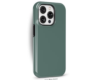 Deep Moss Green Phone Case for iPhone 16 15 14 13 12 Pro Max, Samsung Galaxy S24 S23, Google Pixel – Solid Color Minimalist Case | SCG-SC29