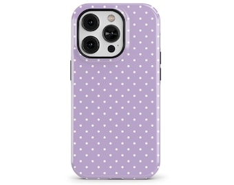 Lavender Polka Dot Phone Case for iPhone 16 15 14 13 12 Pro Max, Samsung Galaxy S24 S23, Google Pixel – Personalized MagSafe Case | PCM-PD04