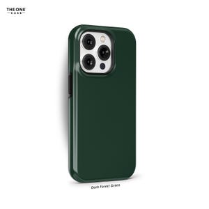 Dark Forest Green Phone Case for iPhone 16 15 14 13 12 Pro Max, Samsung Galaxy S24 S23, Google Pixel  Solid Color Minimalist Case | SCG-SC10