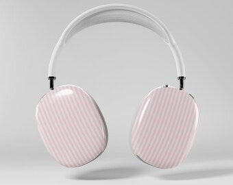 Personalized Preppy Pink Striped AirPods Max Cases, Custom Monogram Summer Coastal Earcup Covers for Apple Headphones | APM-ST20