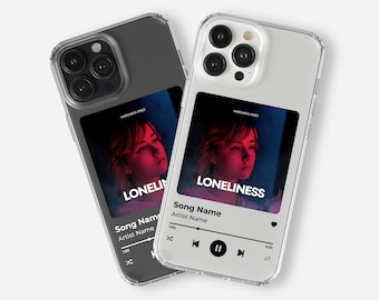 Custom Music Plaque Clear Phone Case for iPhone 16 15 14 13 Pro Max, Samsung Galaxy S25 S23 – Personalized Song Album Cover Case | CFC-MUS01