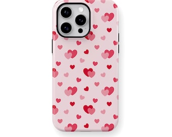 Pink Hearts Phone Case for iPhone 16 15 14 13 Pro Max, Samsung Galaxy S24 S23, Google Pixel – Cute Hearts Case | Valentine’s Gift | SOC-VD02