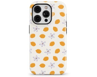 Boho Lemon Floral Pattern Summer Phone Case for iPhone 17 16e 15 14 13 12 Pro Max, Samsung Galaxy S25 S24, Google Pixel 10 9 | FUN-FV07