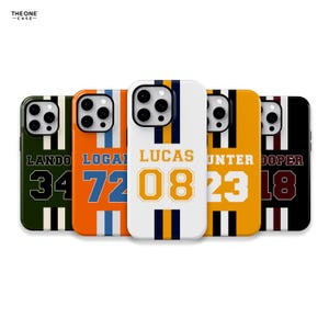 Custom Stripes Phone Case for iPhone 16 15 14 13 11 Pro Max, Samsung, Google | Personalized Jersey Number Case- Sports Phone Case | SPM-ST01