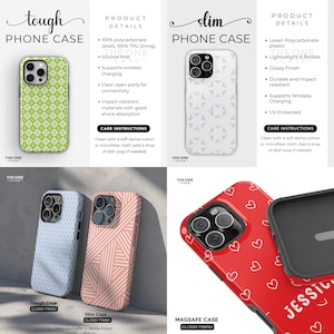 Doodle Hearts Phone Case for iPhone 16 15 14 13 Pro Max, Samsung Galaxy S24 S23, Google Pixel – Custom Name | Personalized Gift | PCM-LH05 imagen 9