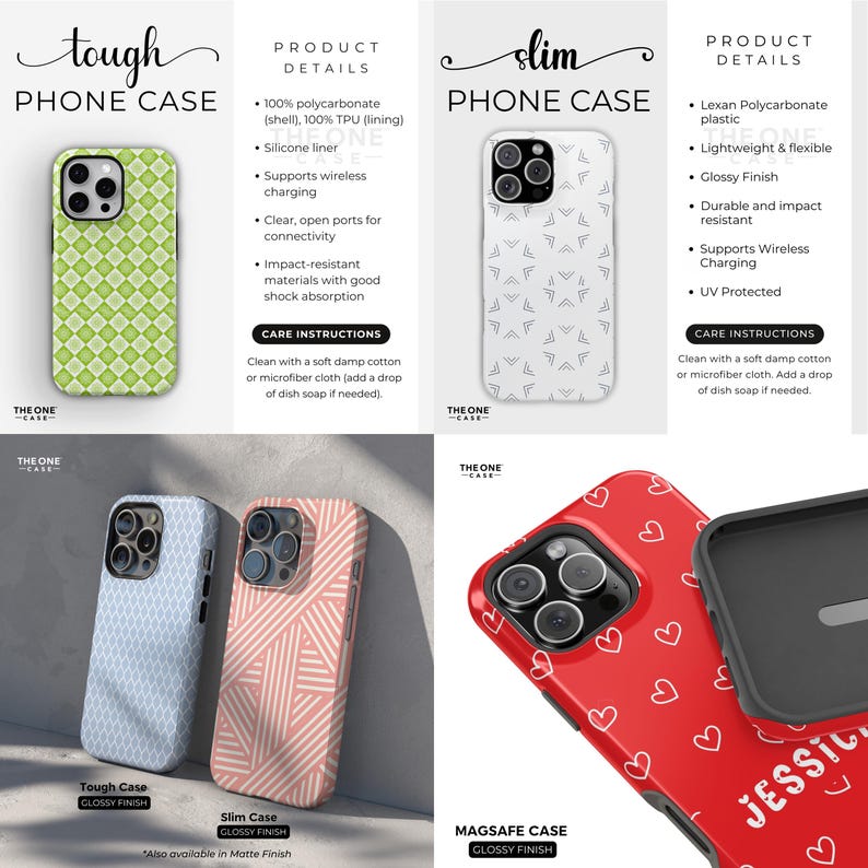 Doodle Hearts Phone Case for iPhone 16 15 14 13 Pro Max, Samsung Galaxy S24 S23, Google Pixel – Custom Name | Personalized Gift | PCM-LH05 imagen 9